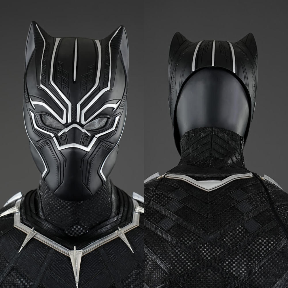 Black Panther Classic Suit Cosplay Costume T'Challa Jumpsuit Mask Boots Deluxe Takerlama