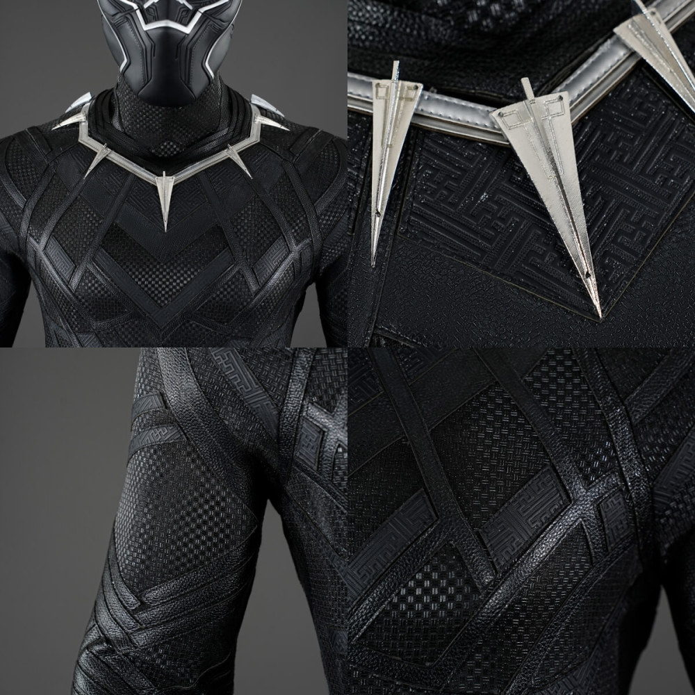 Black Panther Classic Suit Cosplay Costume T'Challa Jumpsuit Mask Boots Deluxe Takerlama