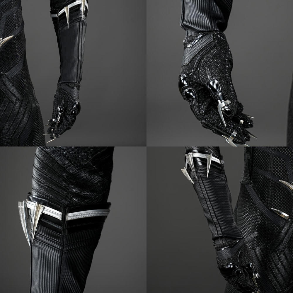 Black Panther Classic Suit Cosplay Costume T'Challa Jumpsuit Mask Boots Deluxe Takerlama