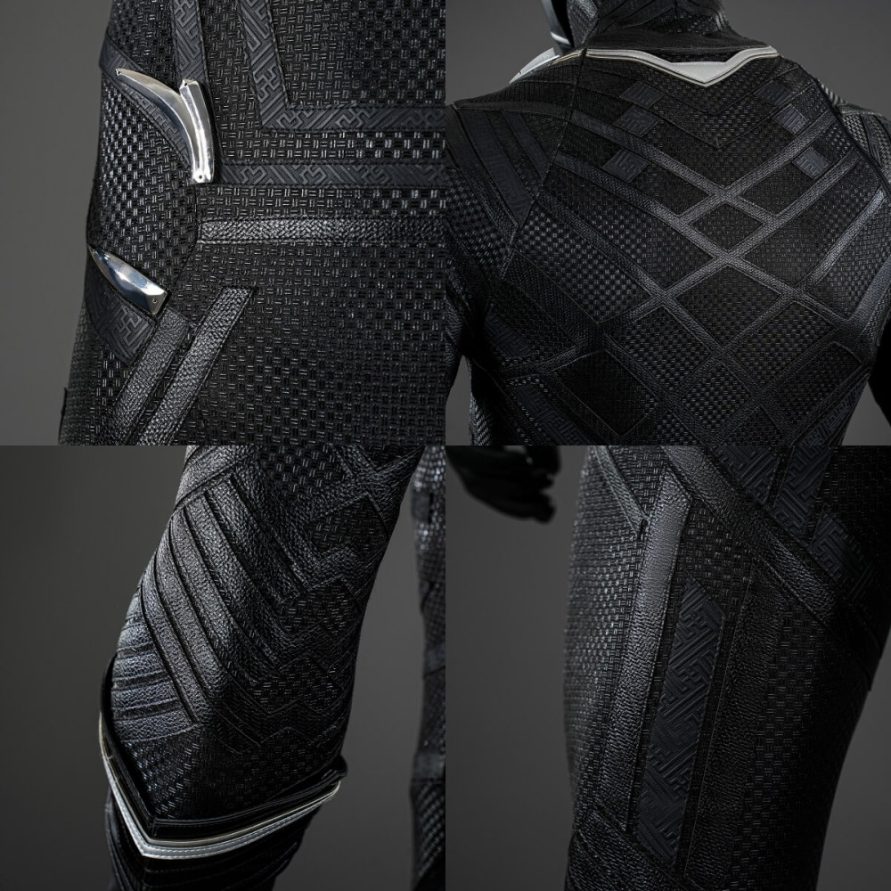 Black Panther Classic Suit Cosplay Costume T'Challa Jumpsuit Mask Boots Deluxe Takerlama