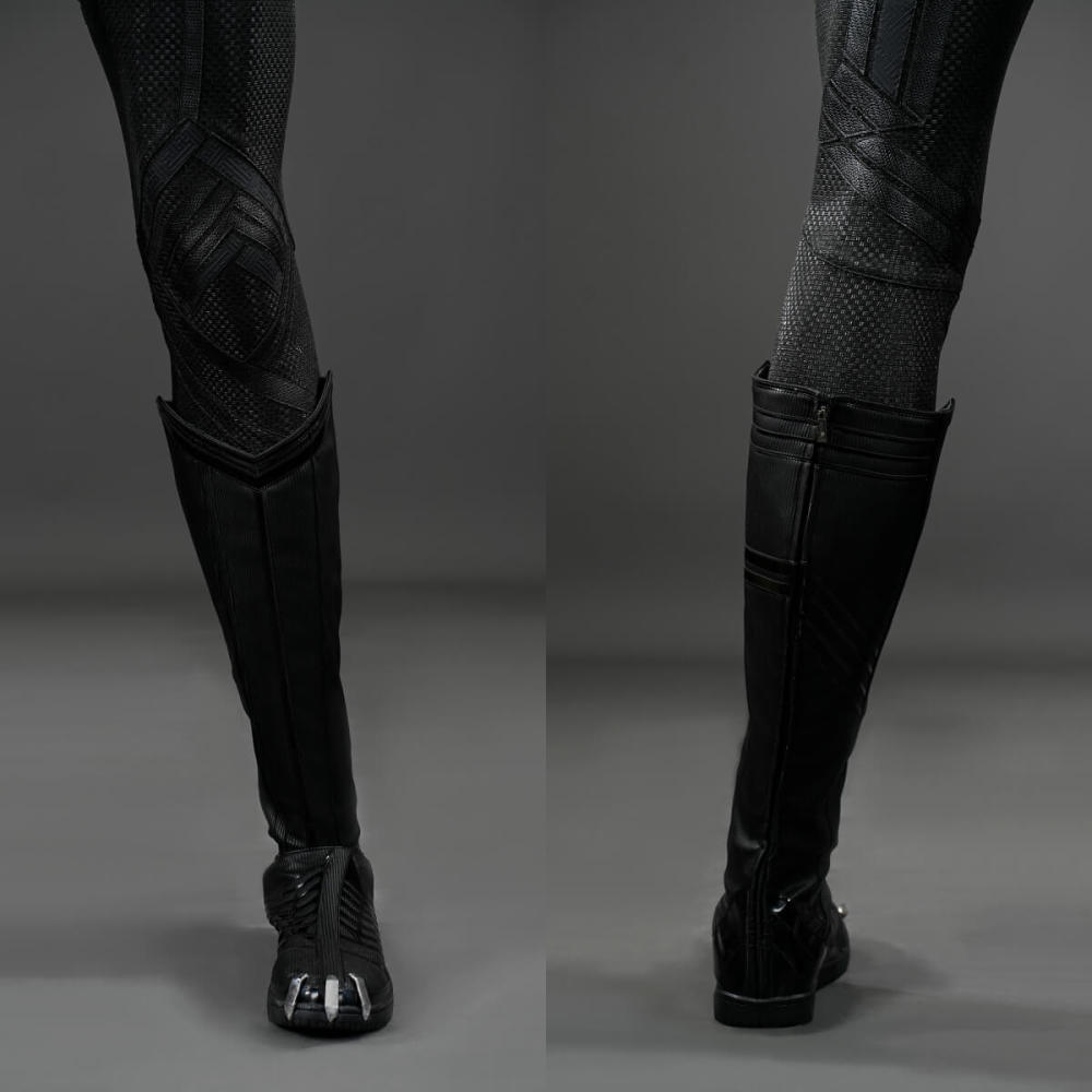 Black Panther Classic Suit Cosplay Costume T'Challa Jumpsuit Mask Boots Deluxe Takerlama