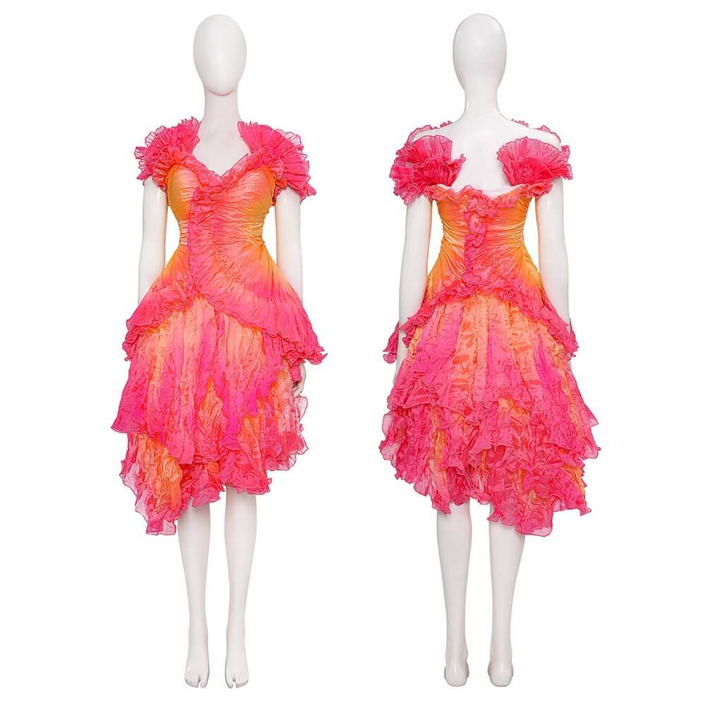 Takerlama Wicked Glinda Ozdust Cosplay Costume Women's Pink Fancy Dress Embroidered Organza