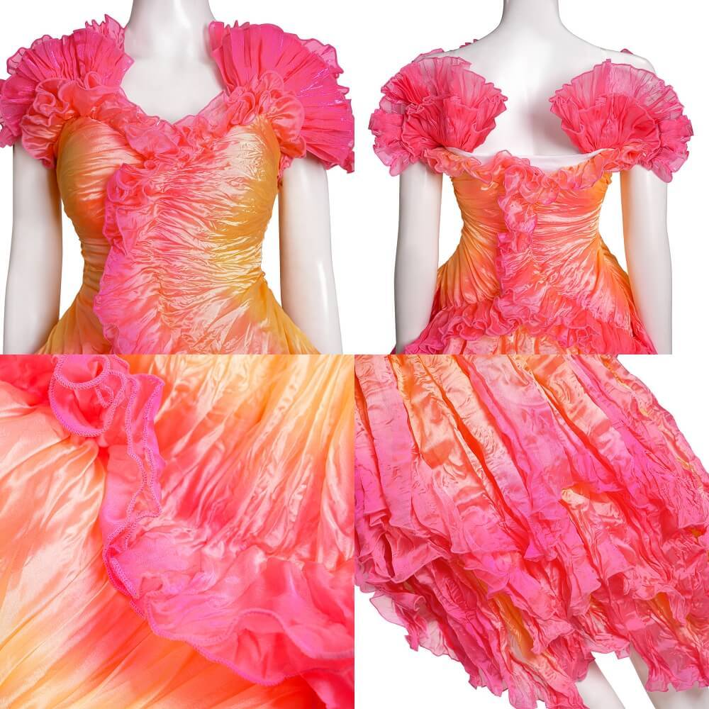 Takerlama Wicked Glinda Ozdust Cosplay Costume Women's Pink Fancy Dress Embroidered Organza