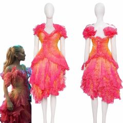Wicked Glinda Ozdust Cosplay Costume Women's Pink Fancy Dress Embroidered Organza Takerlama