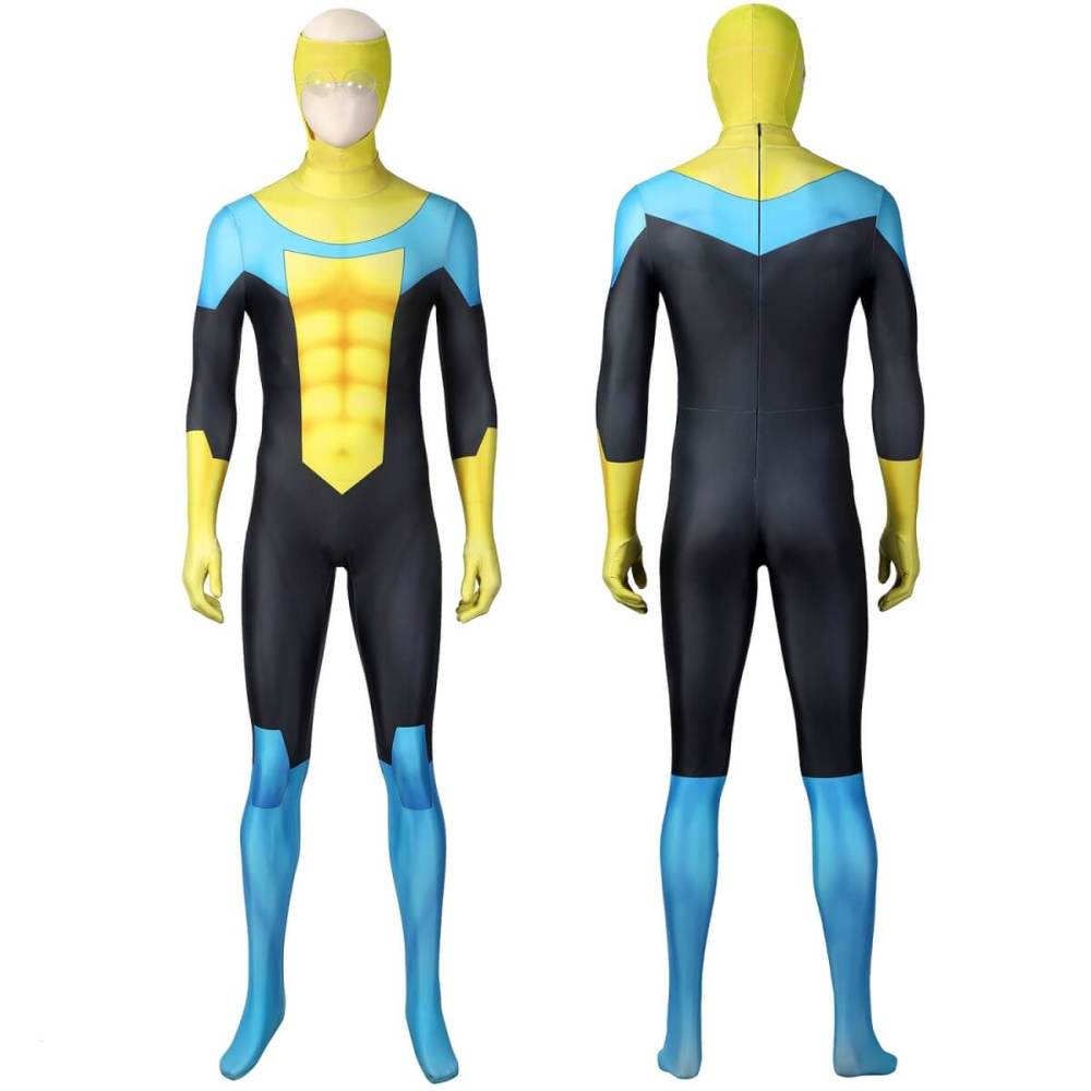 Invincible Mark Grayson Cosplay Costume Superhero Yellow Jumpsuit Mask Adult Takerlama