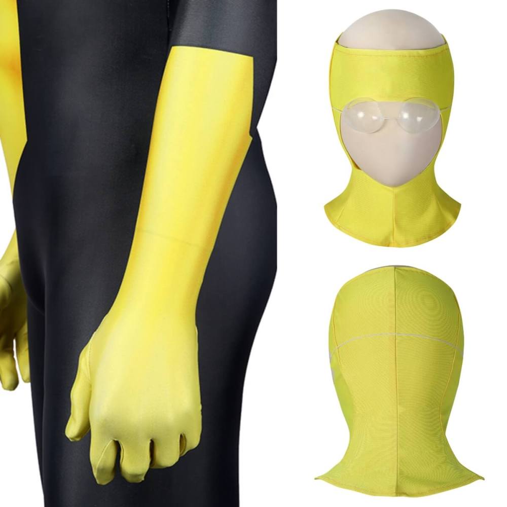 Invincible Mark Grayson Cosplay Costume Superhero Yellow Jumpsuit Mask Adult Takerlama