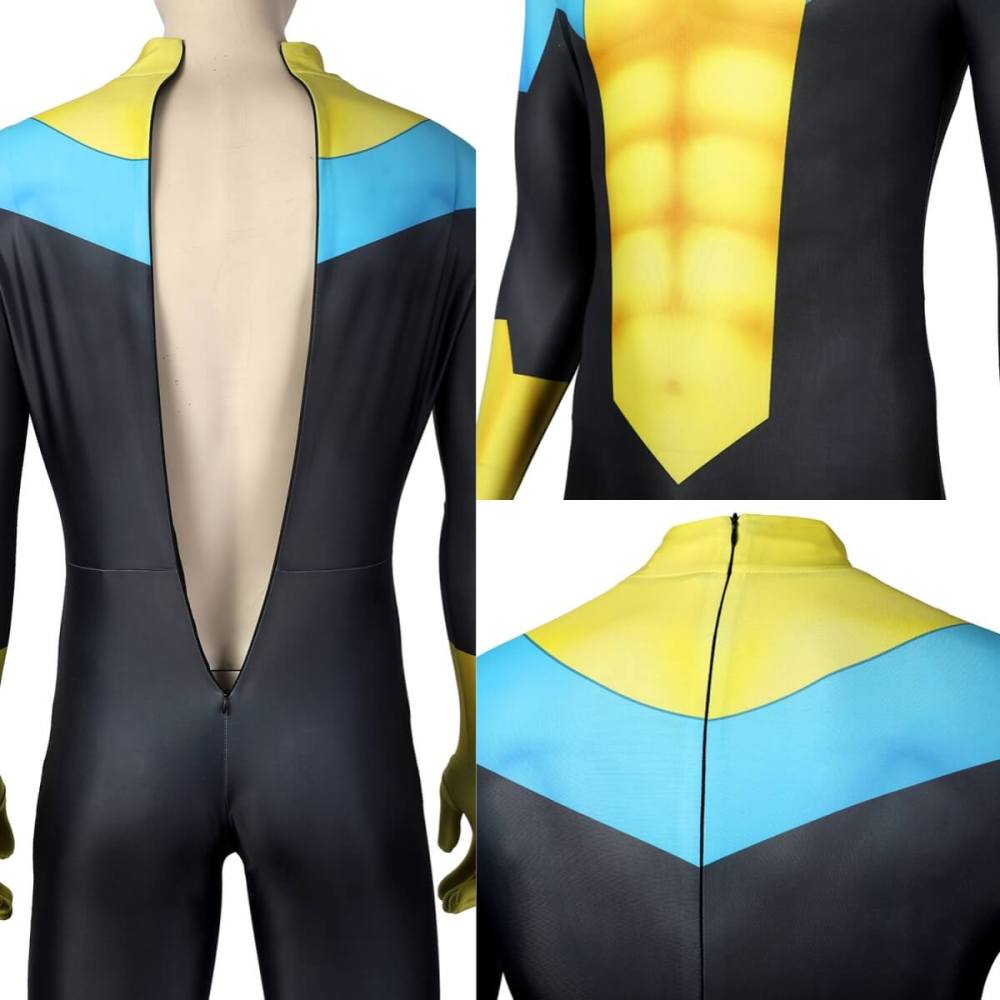 Invincible Mark Grayson Cosplay Costume Superhero Yellow Jumpsuit Mask Adult Takerlama