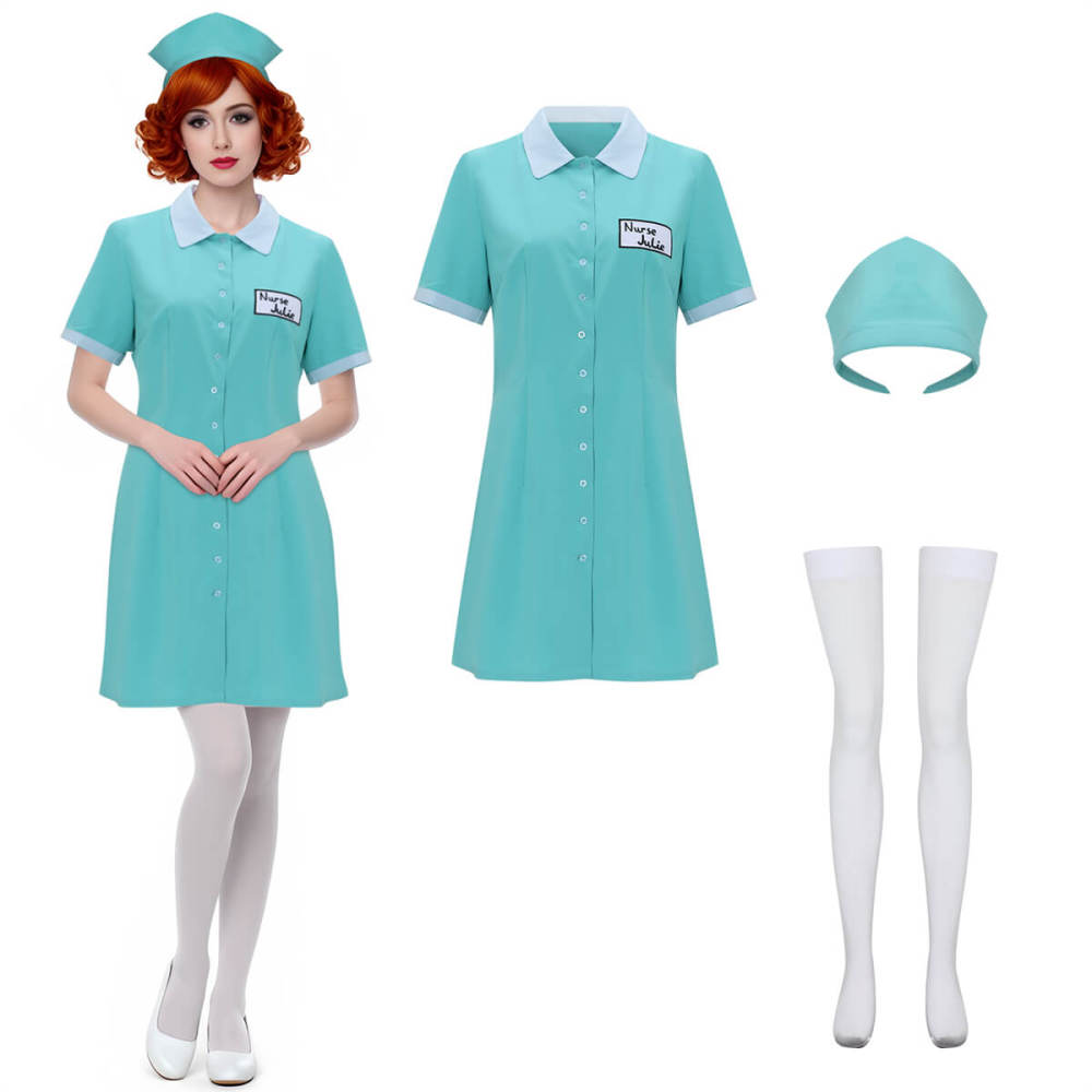 Dress To Impress Nurse Julie Cosplay Costume Dress Hairband Socks -Takerlama
