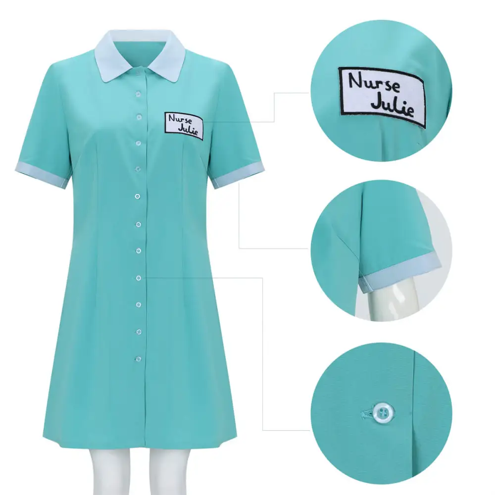 Game Dress To Impress Nurse Julie Cosplay Costume Halloween Quest Dress  Hairband Socks -Takerlama