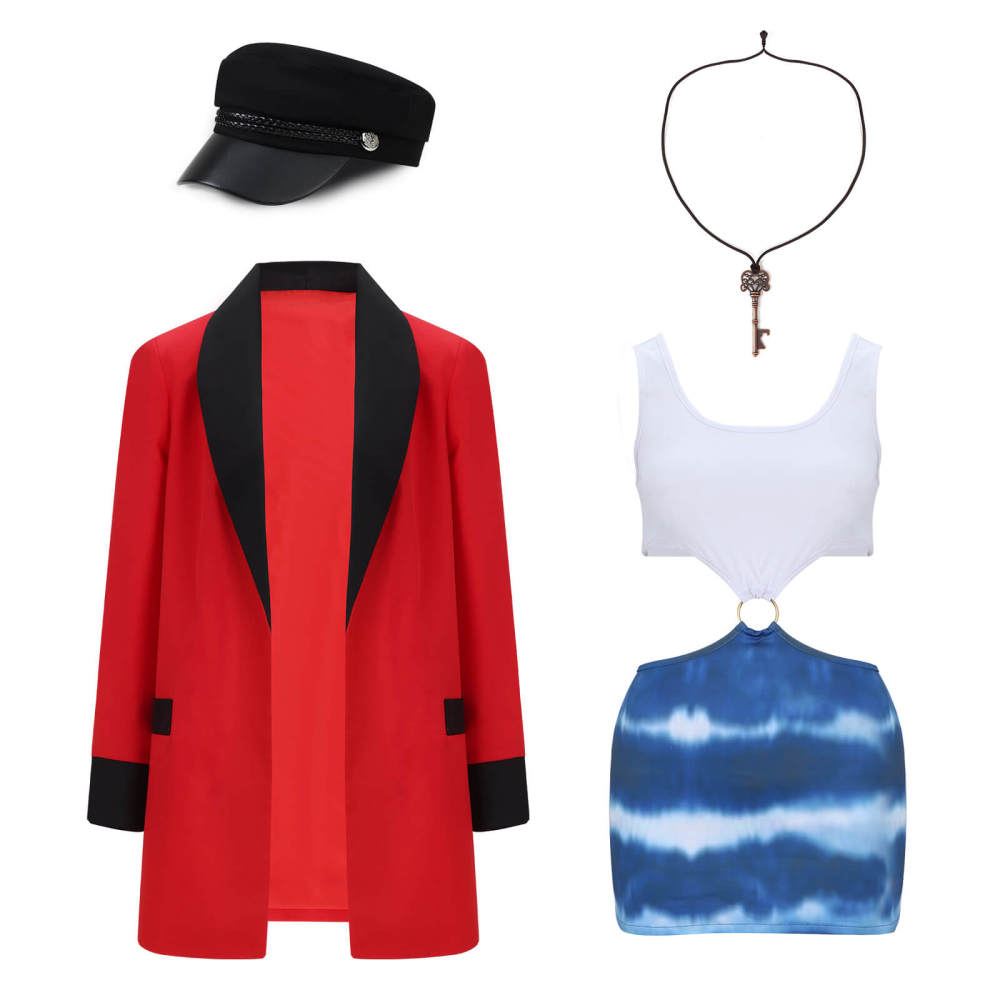 Movie Pretty Woman Vivian Ward Cosplay Costume Red Full Set -Takerlama