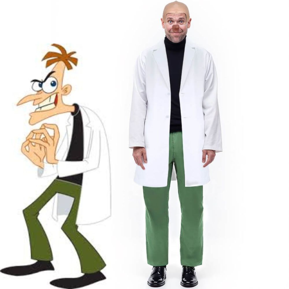 Dr. Heinz Doofenshmirtz Cosplay Costume Phineas and Ferb Theme Party Suit Takerlama
