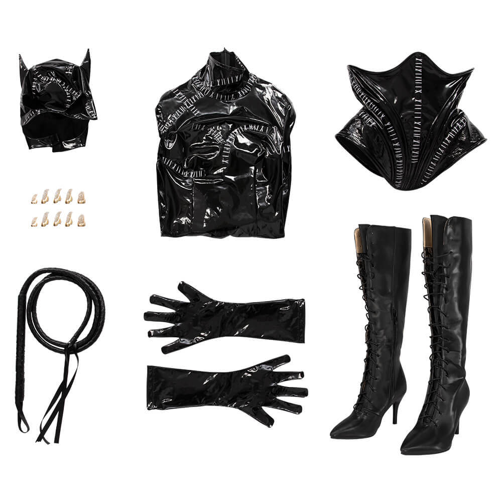 Catwoman Selina Kyle Cosplay Costume Batman Returns DC Comic Jumpsuit Mask Takerlama