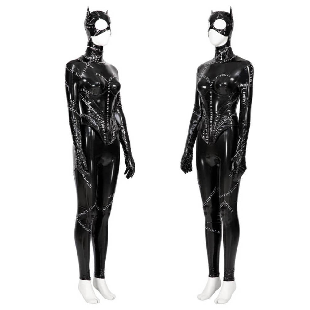 Catwoman Selina Kyle Cosplay Costume Batman Returns DC Comic Jumpsuit Mask Takerlama
