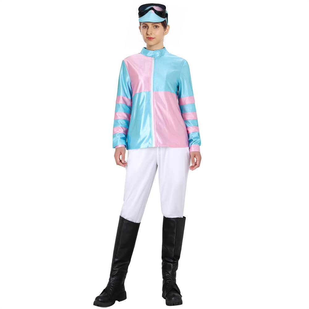 Womens Jockey Costume Horse Jockey Outfit Equestrian Halloween Costume for Women Racing Attire Takerlama