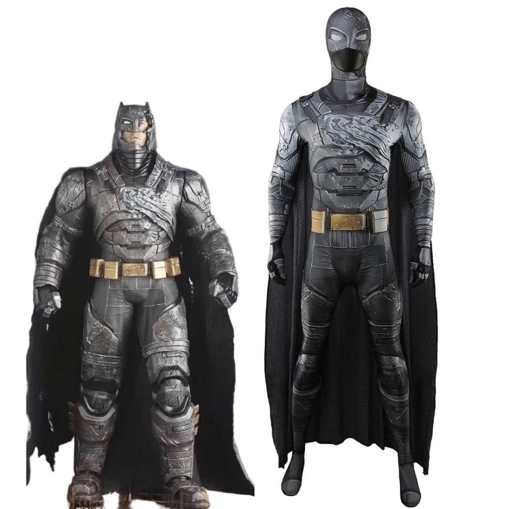 Battle Damaged Armored Batman Cosplay Costume Superhero Jumpsuit Mask Takerlama