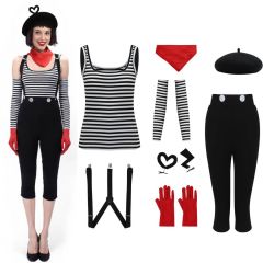 Mime And Dash ChuChu Cosplay Costume Hat Bonbon Stripe Halloween Outfits-Takerlama  (M XL Ready to Ship)