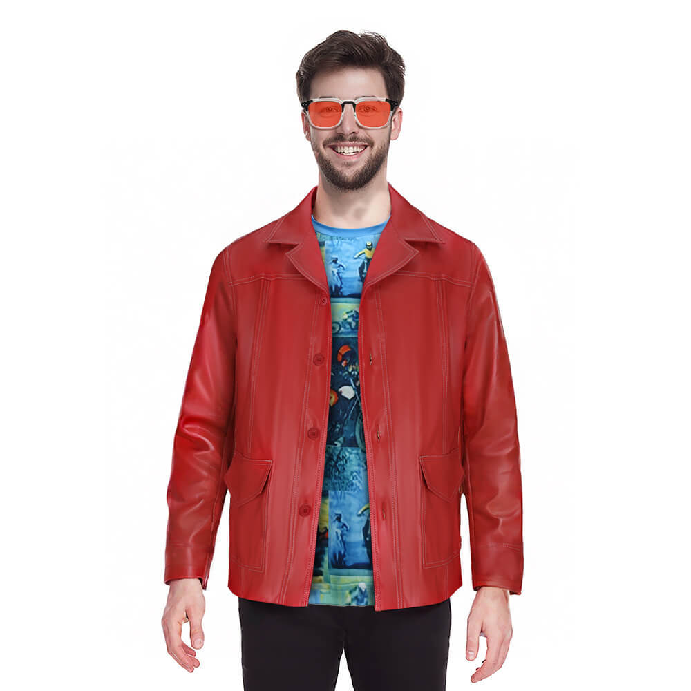 Fight Club Tyler Durden Cosplay Costumes Brad Pitt Biker Leather Jacket Takerlama