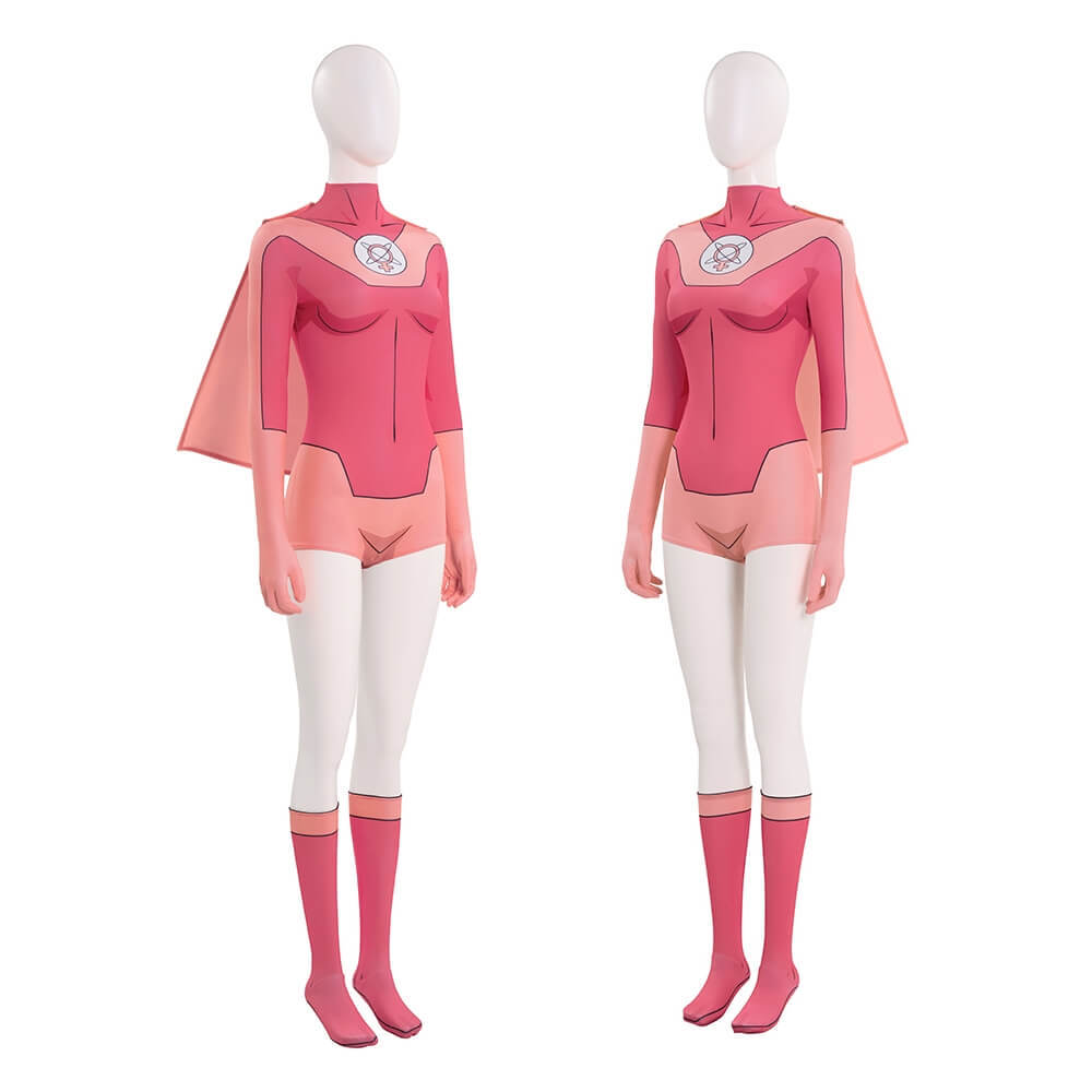 Atom Eve Cosplay Costume Invincible Season 3 Halloween Party Pink Jumpsuit Takerlama