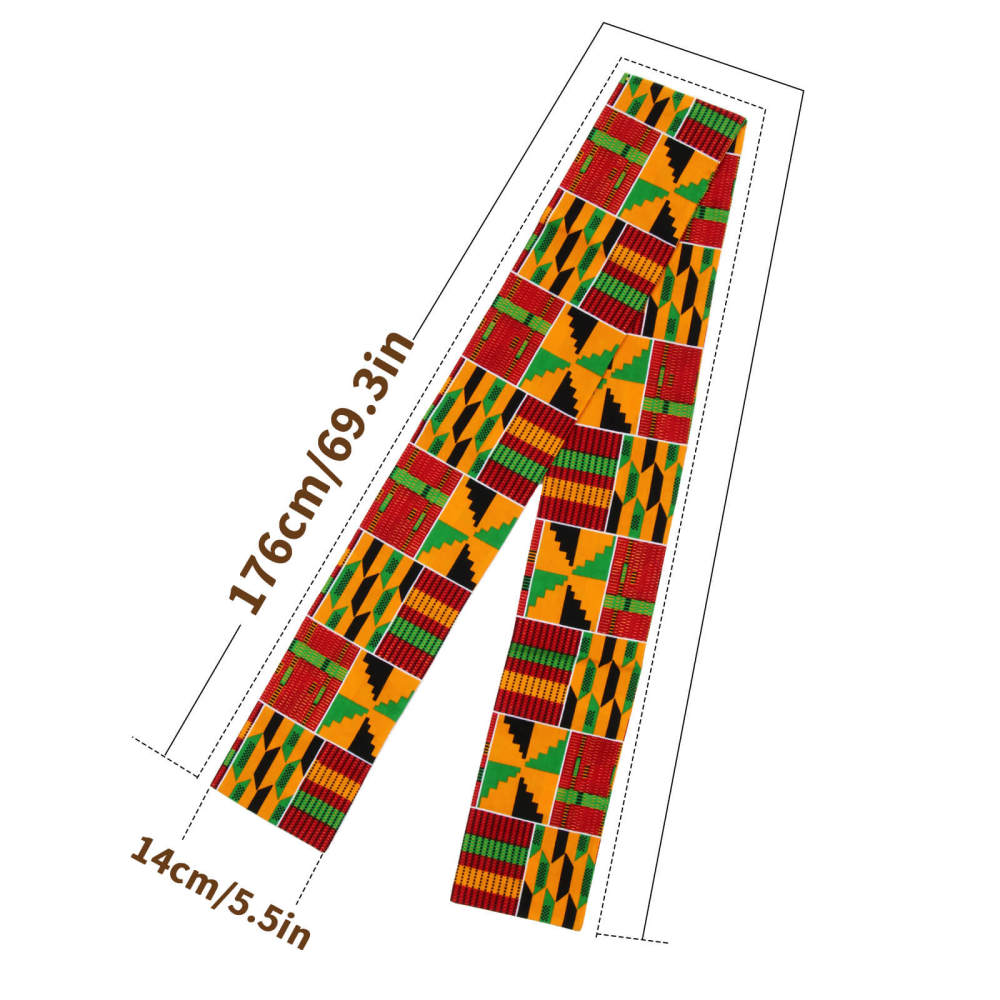 African Kente Pattern Kufi Men Hat and Kente African Print Stole Sash for Black History-Takerlama