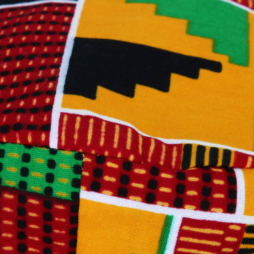 African Kente Pattern Kufi Men Hat and Kente African Print Stole Sash for Black History-Takerlama