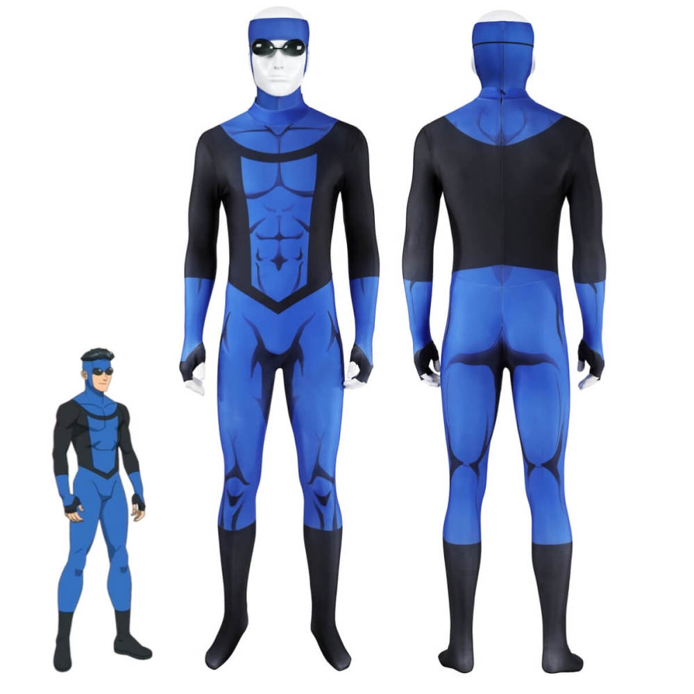 Mark Grayson Cosplay Costume Invincible Season 3 Superhero Blue Jumpsuit Mask Goggles Takerlama