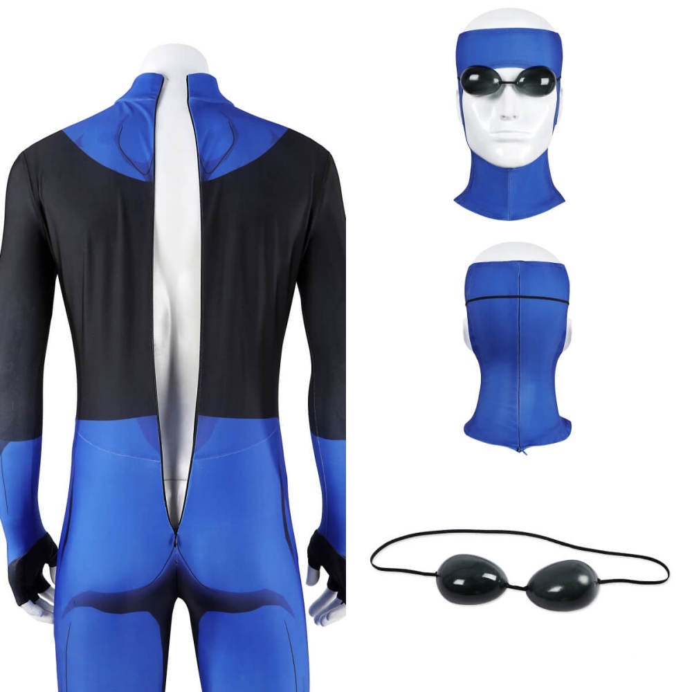 Mark Grayson Cosplay Costume Invincible Season 3 Superhero Blue Jumpsuit Mask Goggles Takerlama