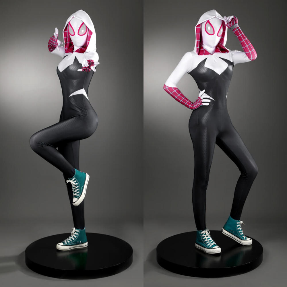 Gwen Stacy Cosplay Costume Jumpsuit Mask Spider-Man Across the Spider-Verse Takerlama