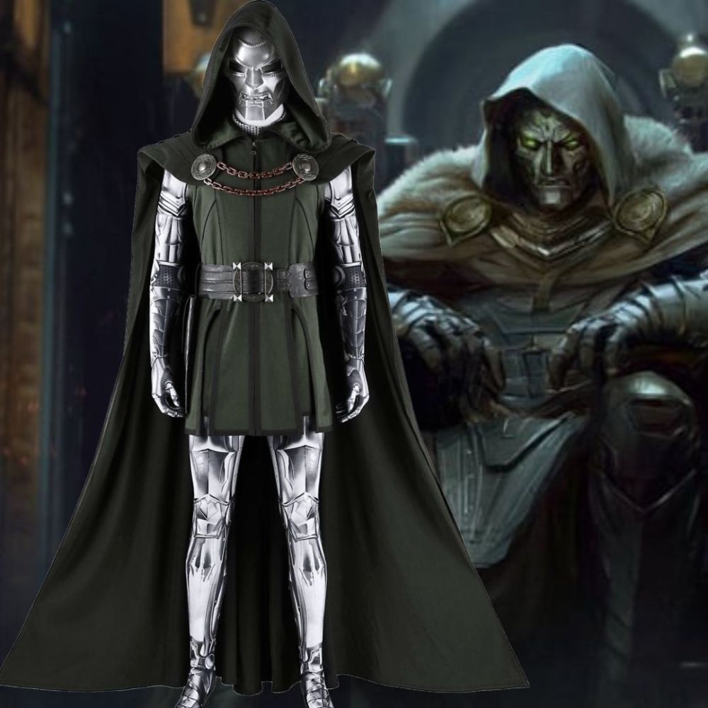 New Avengers 5 Doomsday Doctor Doom Cosplay Costume Halloween 3D Print Jumpsuit Cloak Mask Takerlama