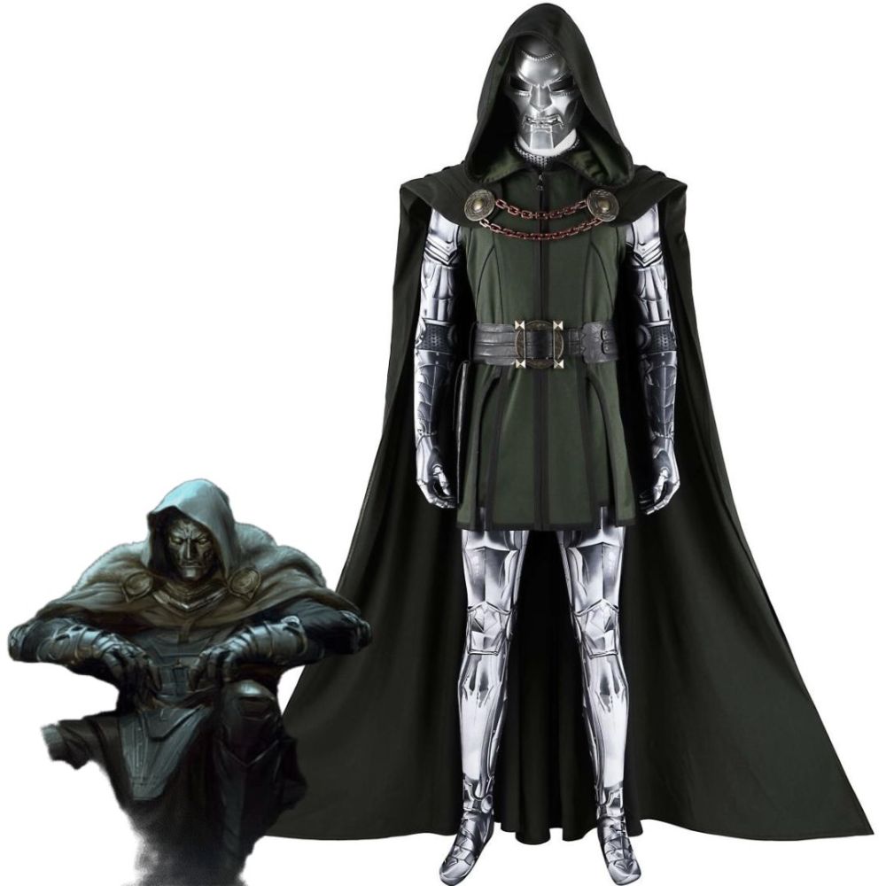 New Avengers 5 Doomsday Doctor Doom Cosplay Costume Halloween 3D Print Jumpsuit Cloak Mask Takerlama