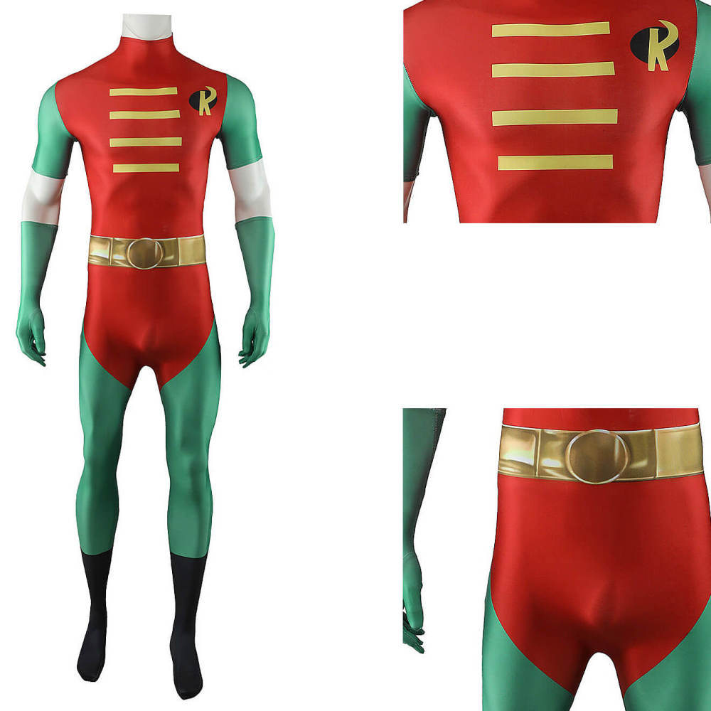 Teen Titans Robin Cosplay Costume Superhero Tim Drake Jumpsuit Cape Gloves Adults Kids Takerlama