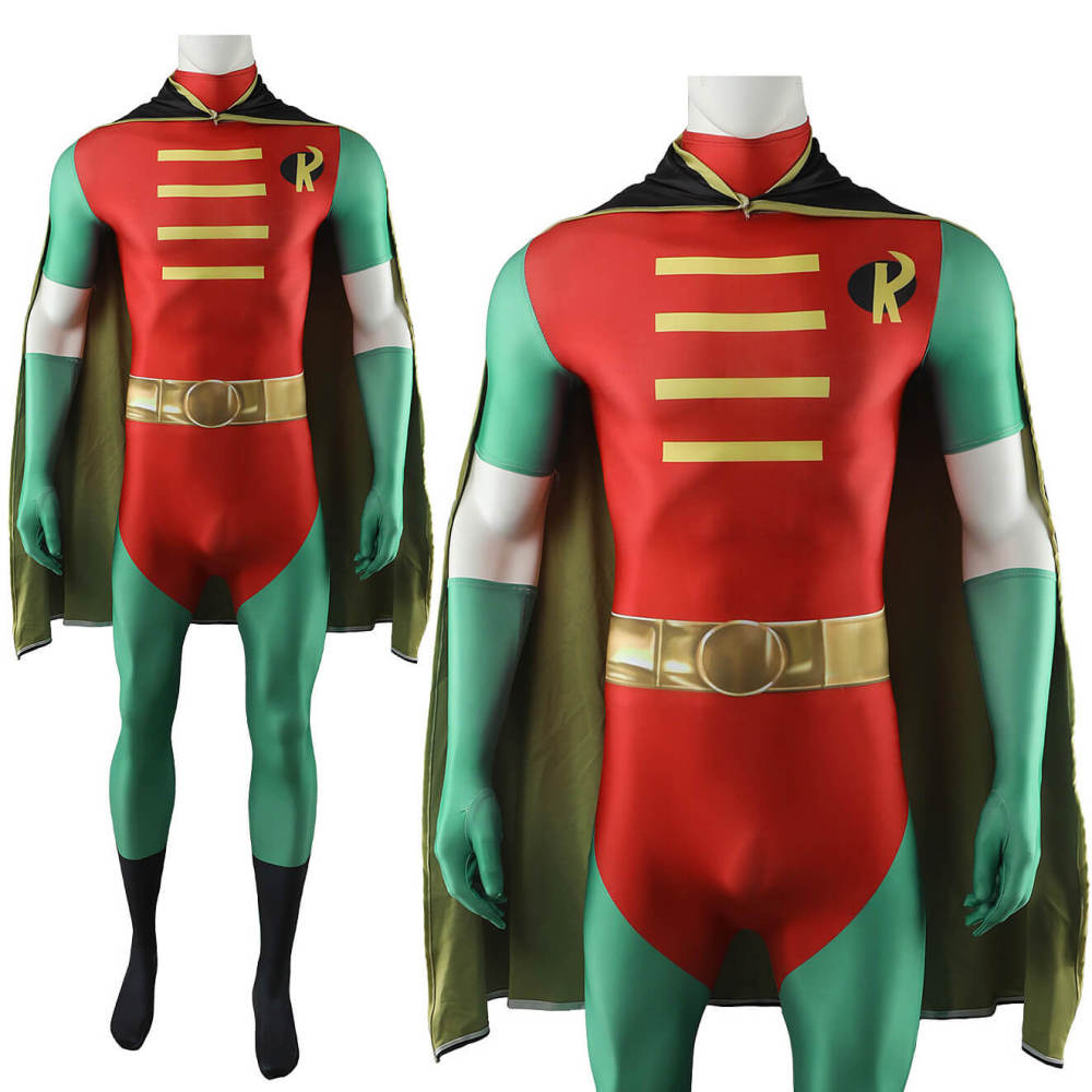 Teen Titans Robin Cosplay Costume Superhero Tim Drake Jumpsuit Cape Gloves Adults Kids Takerlama