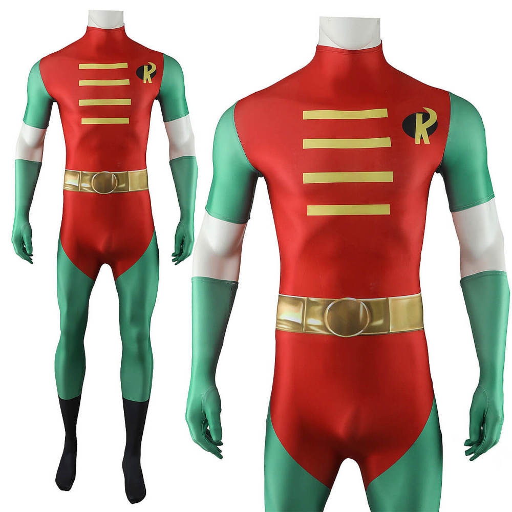 Teen Titans Robin Cosplay Costume Superhero Tim Drake Jumpsuit Cape Gloves Adults Kids Takerlama