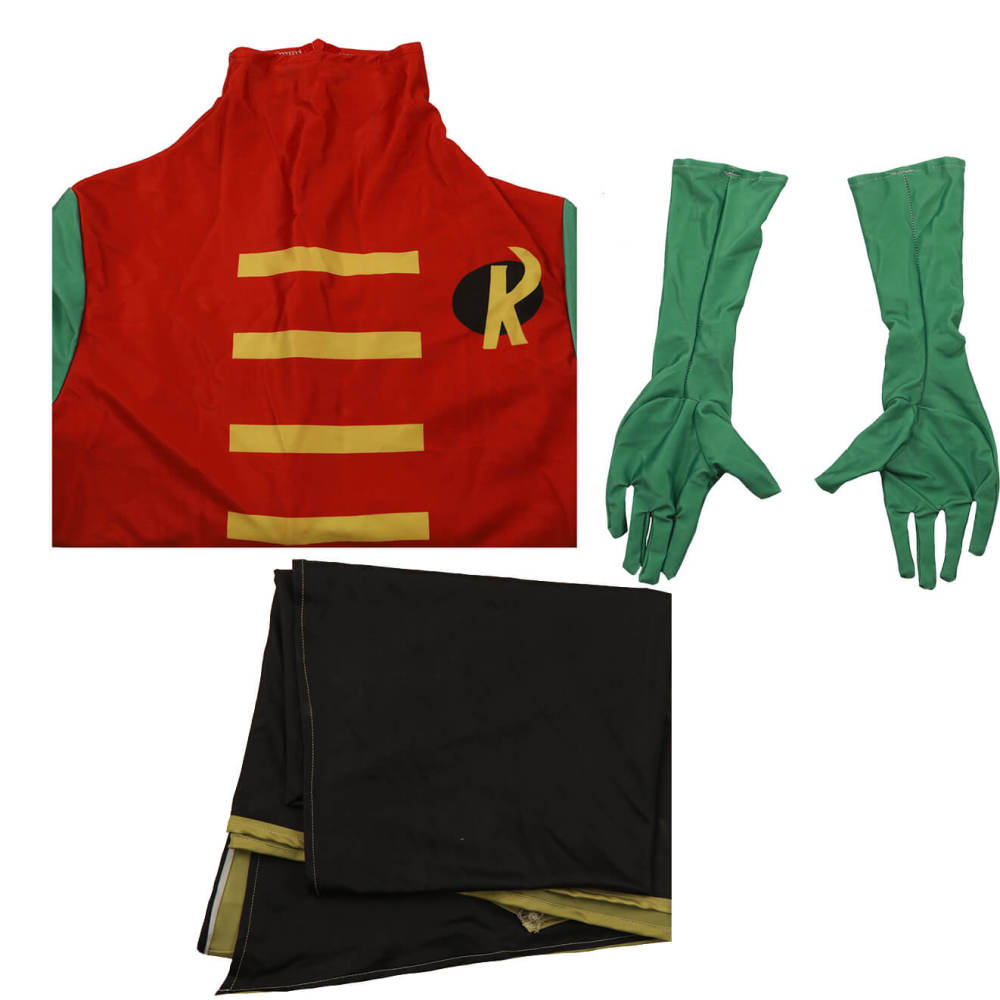 Teen Titans Robin Cosplay Costume Superhero Tim Drake Jumpsuit Cape Gloves Adults Kids Takerlama