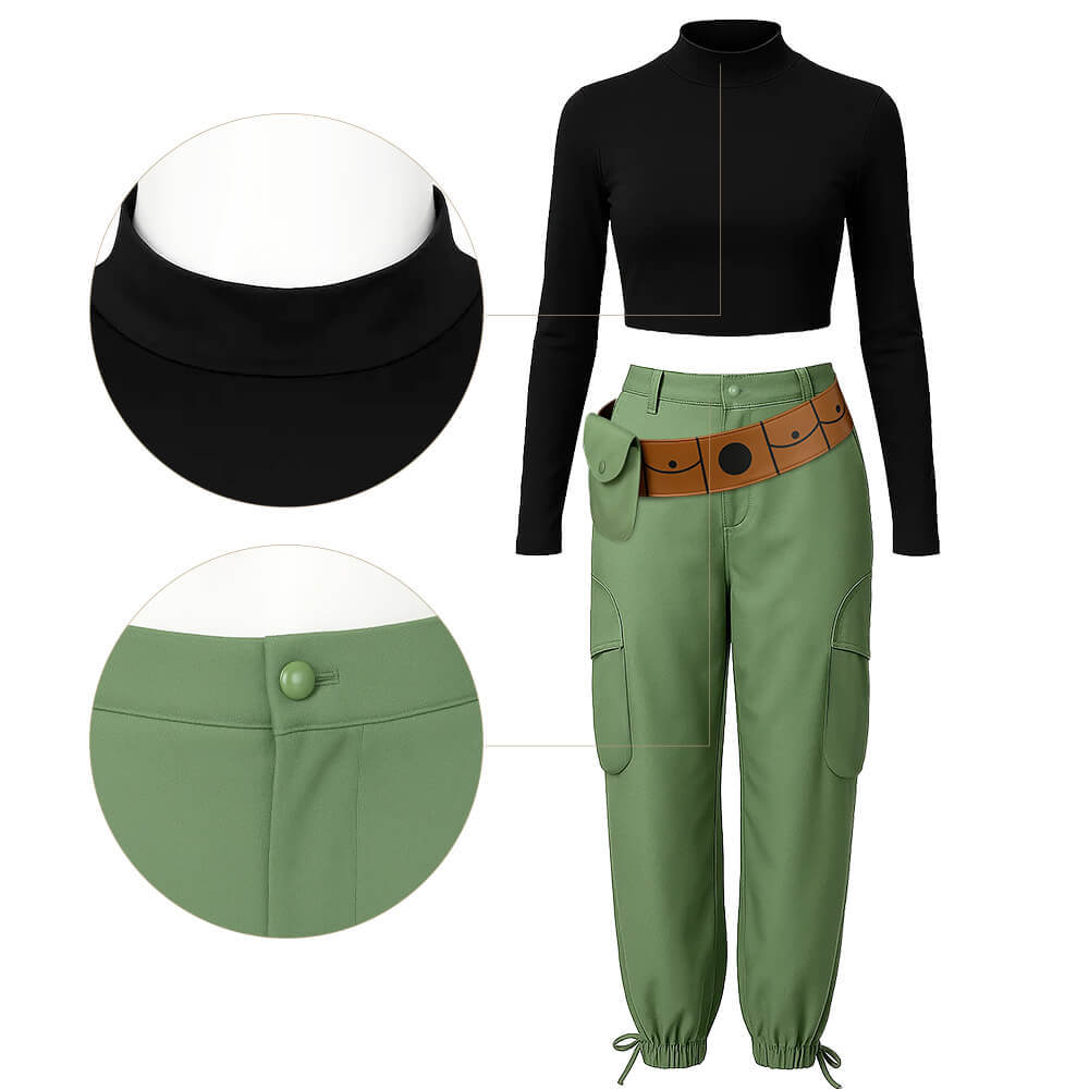 Kim Possible Costume for Women T-shirt Pants Belt Takerlama
