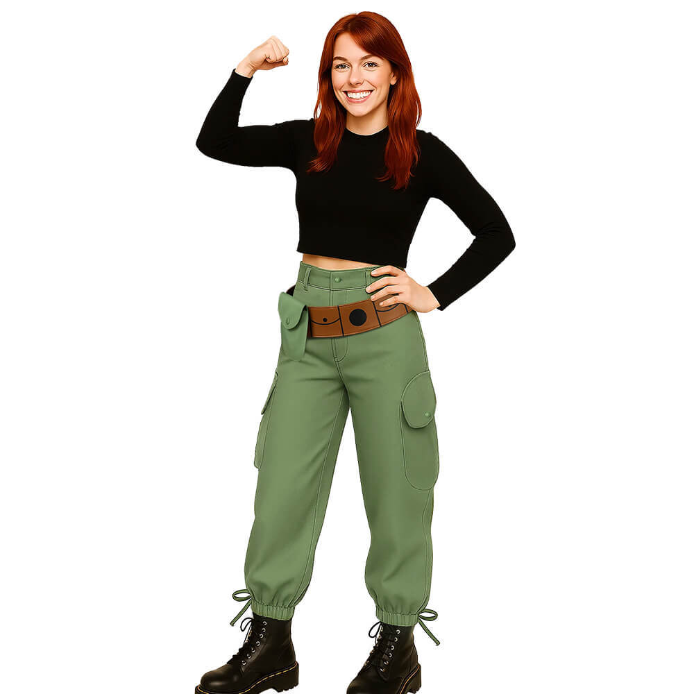 Kim Possible Costume for Women T-shirt Pants Belt Takerlama