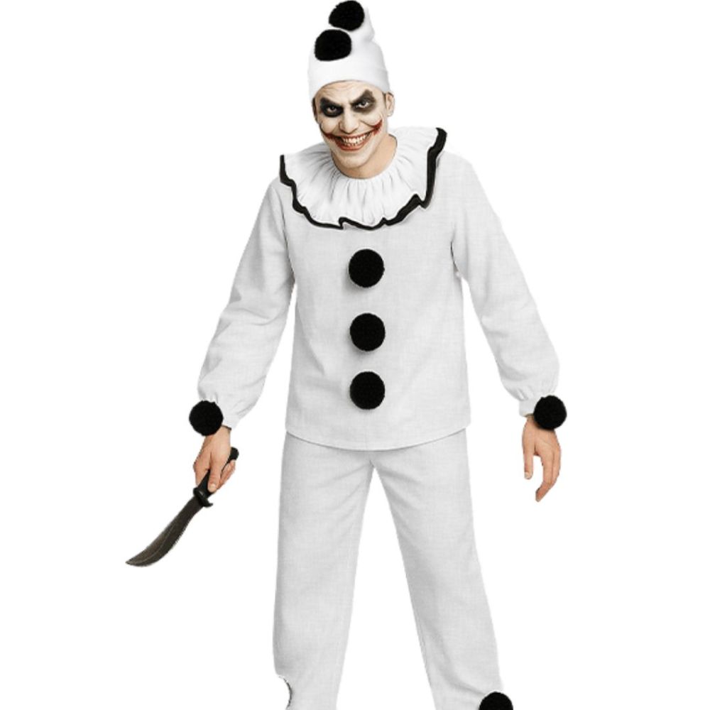 Pierrot Clown Mime Cosplay Costume Vintage Circus Halloween Stage Outfits Theme Party Suit Takerlama