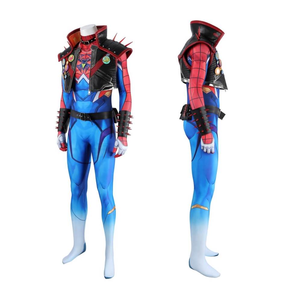 Deluxe Marvel Rivals Spider-Punk 2099 Superhero Cosplay Costume Spiderman Coat Jumpsuit Takerlama