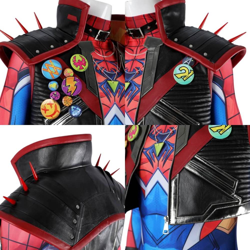 Deluxe Marvel Rivals Spider-Punk 2099 Superhero Cosplay Costume Spiderman Coat Jumpsuit Takerlama