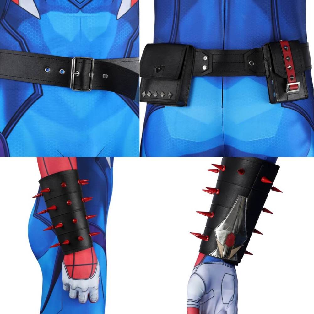 Deluxe Marvel Rivals Spider-Punk 2099 Superhero Cosplay Costume Spiderman Coat Jumpsuit Takerlama