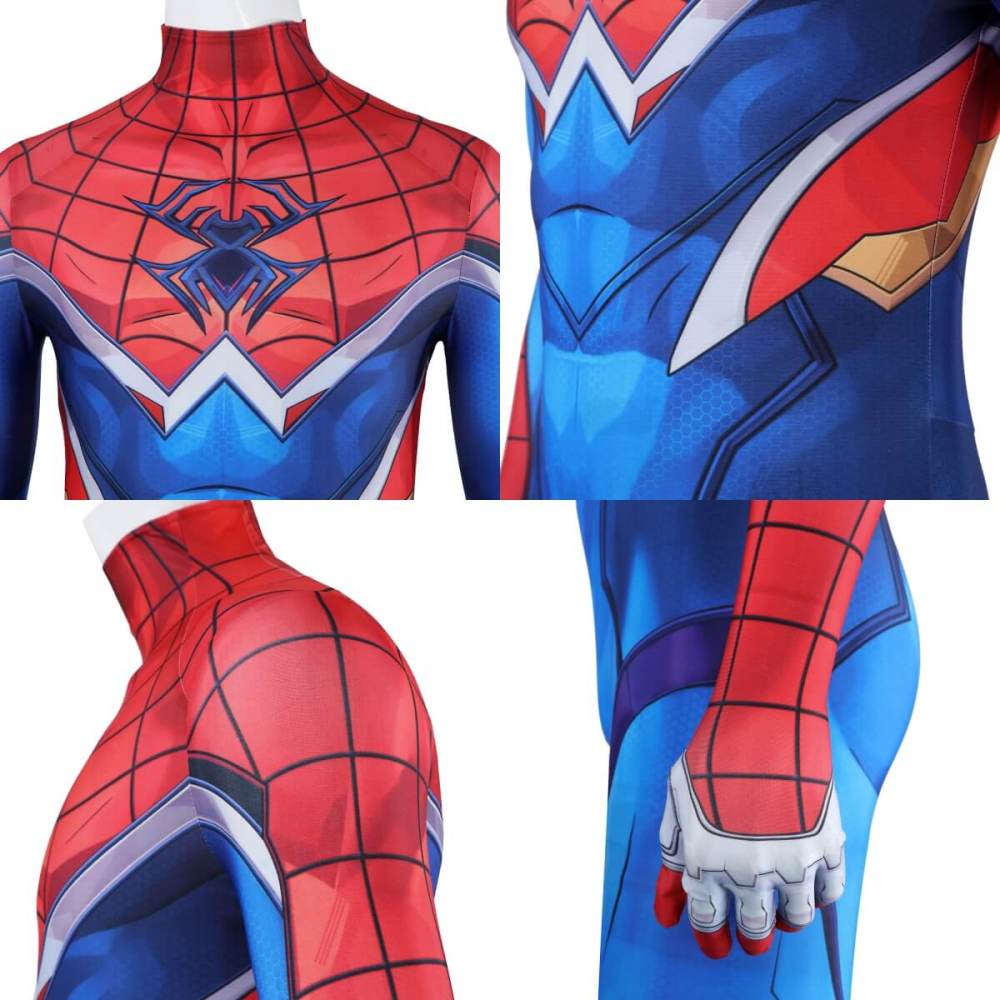 Deluxe Marvel Rivals Spider-Punk 2099 Superhero Cosplay Costume Spiderman Coat Jumpsuit Takerlama