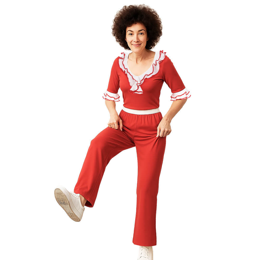 Saturday Night Live Sally O'Malley Im 50 Cosplay Costume Kick Lady Red Suit Takerlama
