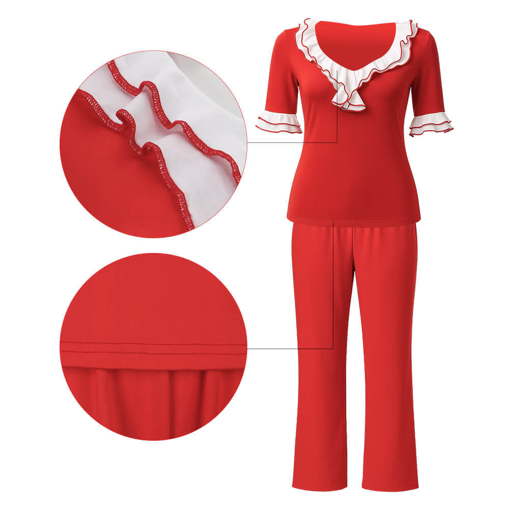 Saturday Night Live Sally O'Malley Im 50 Cosplay Costume Kick Lady Red Suit Takerlama