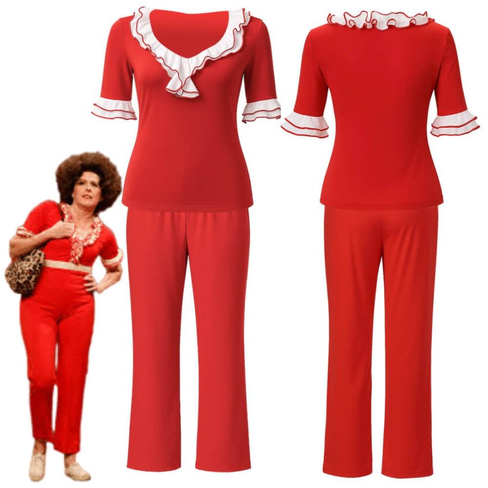 Saturday Night Live Sally O'Malley Im 50 Cosplay Costume Kick Lady Red Retro Suit Takerlama