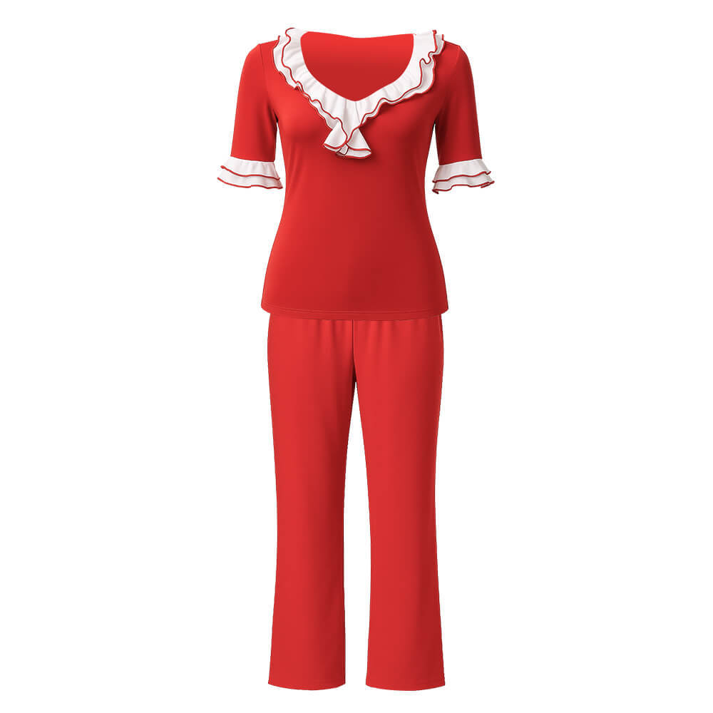 Saturday Night Live Sally O'Malley Im 50 Cosplay Costume Kick Lady Red Suit Takerlama