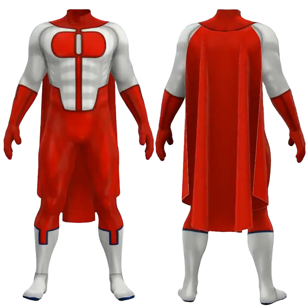 Invincible Superhero Omni-Man Cosplay Costume Nolan Grayson Red Suit Takerlama