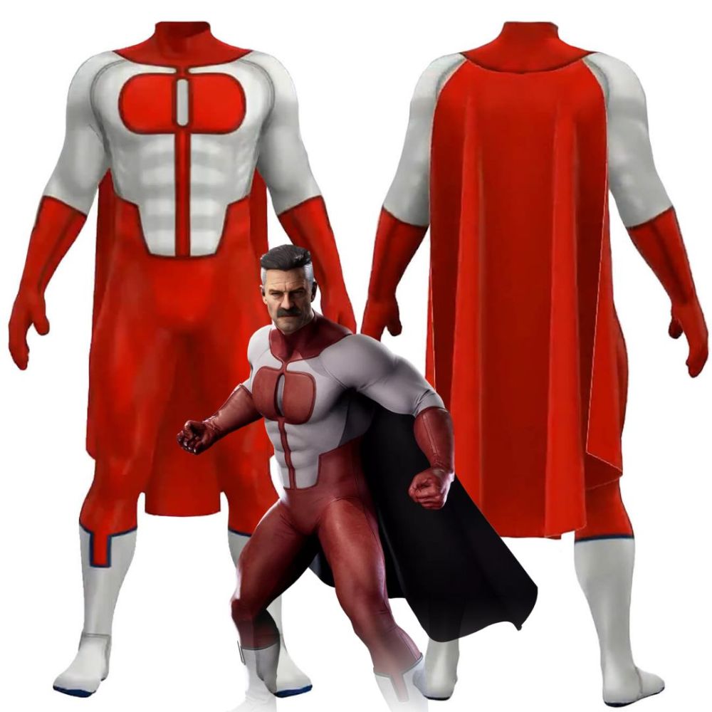 Invincible Superhero Omni-Man Cosplay Costume Nolan Grayson Red Suit Takerlama