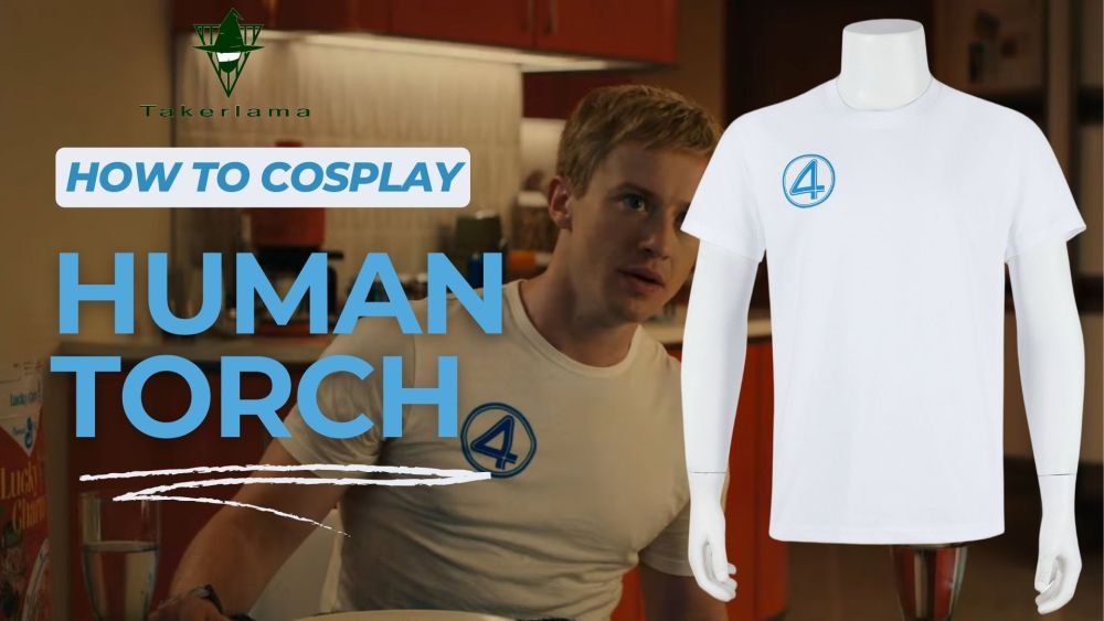 Fantastic Four First Steps Human Torch White T-Shirt Johnny Storm Cosplay Costume Takerlama