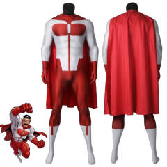 Invincible Omni-Man Cosplay Costume Superhero Nolan Grayson Red Jumpsuit Cloak Takerlama