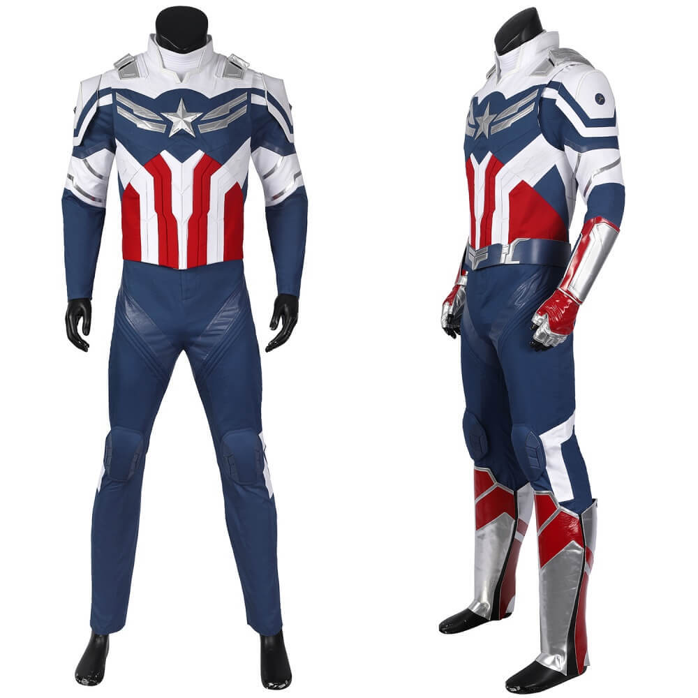 Deluxe Captain America Cosplay Costume The Falcon and the Winter Soldier Sam Wilson Halloween Outfit Takerlama