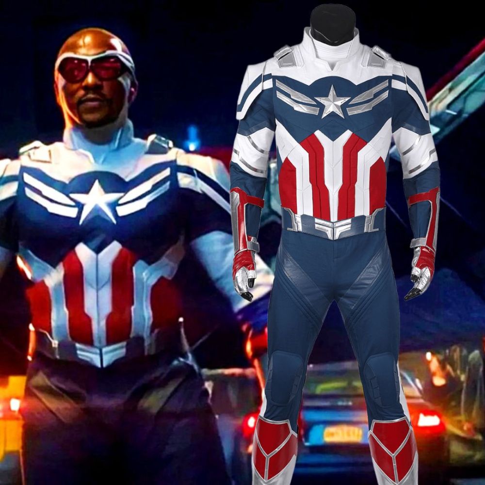 Deluxe Captain America Cosplay Costume The Falcon and the Winter Soldier Sam Wilson Halloween Outfit Takerlama